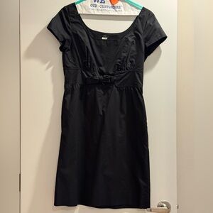 LIKE NEW! J. Crew Black Classic Knee Length Cotton Dress Pockets Bow Sz 10
